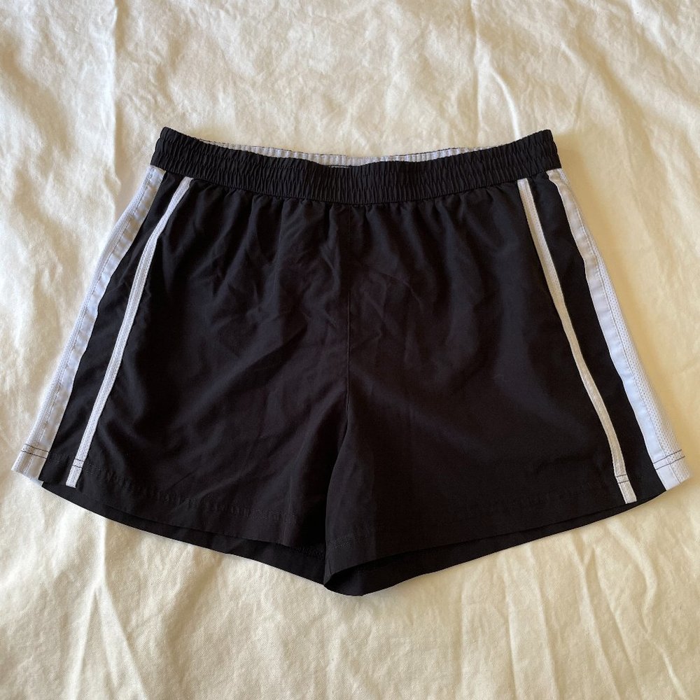 Black Athletic Shorts with White Mesh Side Panels
